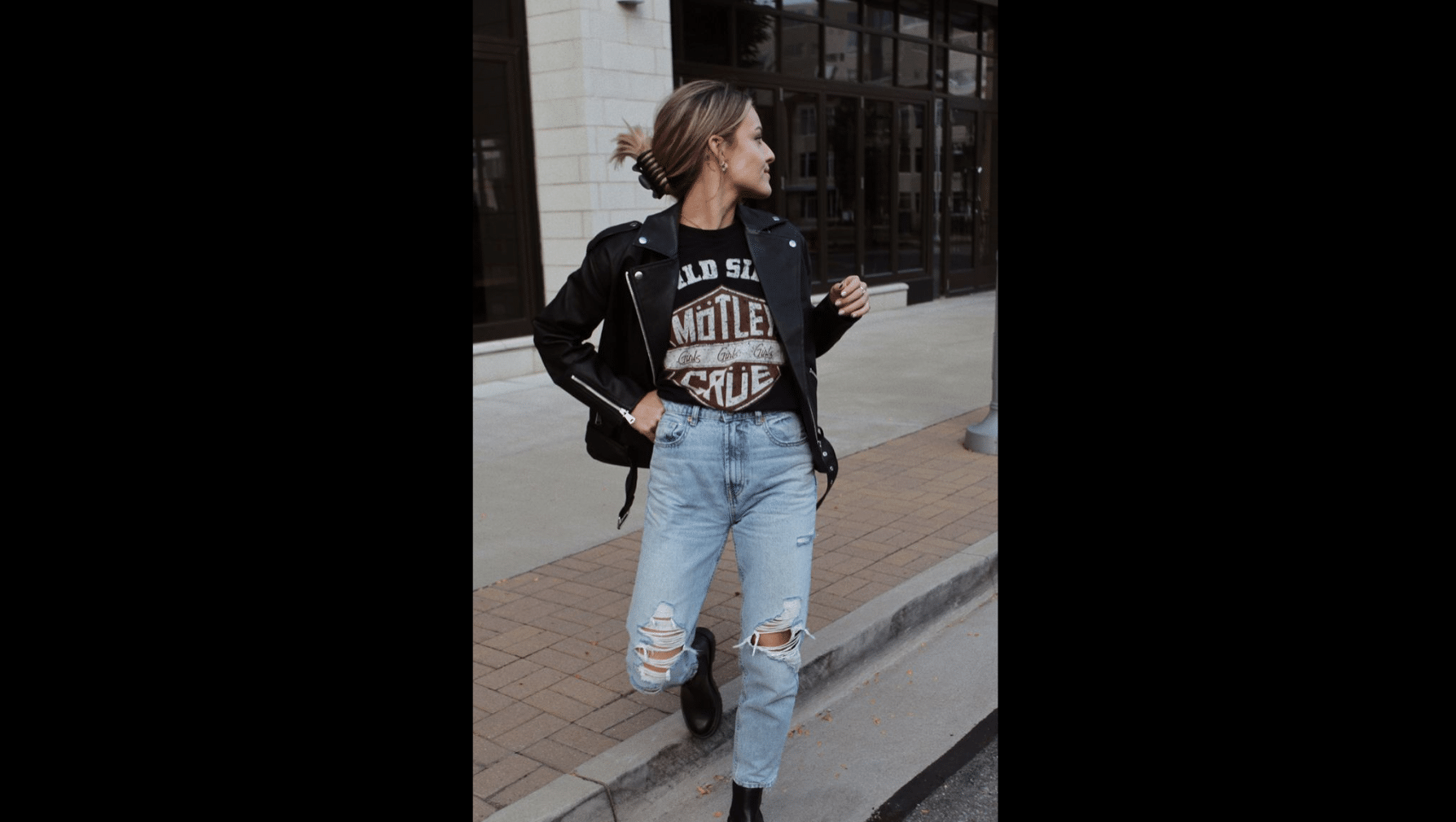 Band Tee with Leather Jacket brewery outfit