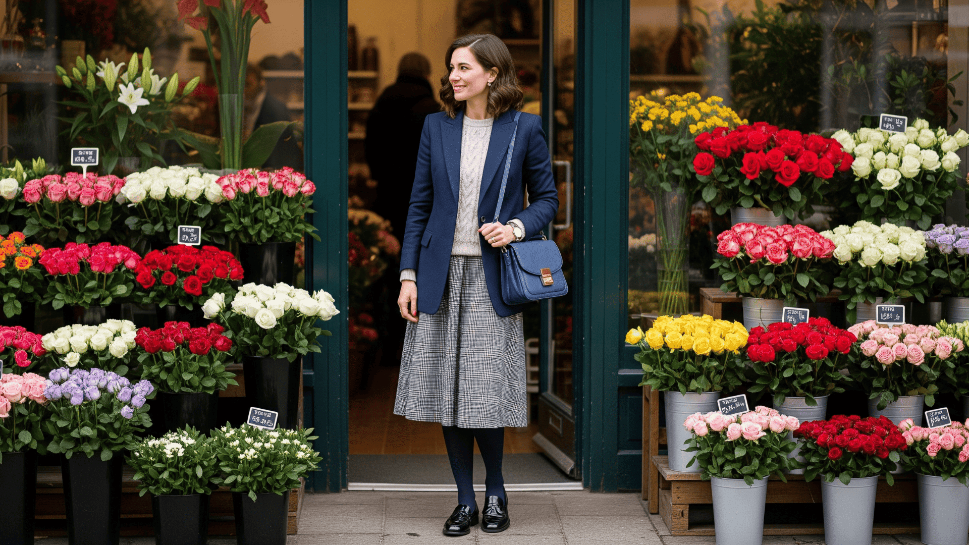 Blazer Over Sweater and Skirt
