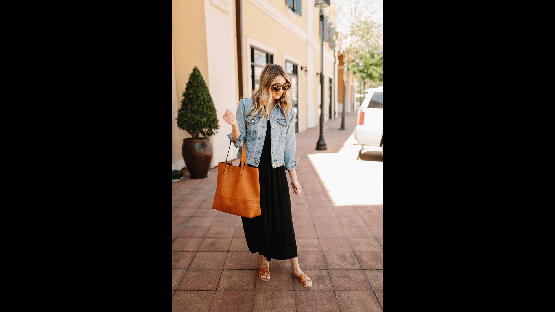 Denim Jacket Over a Maxi Dress