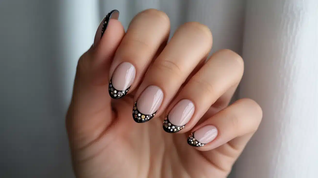 French Tips with Micro Studs