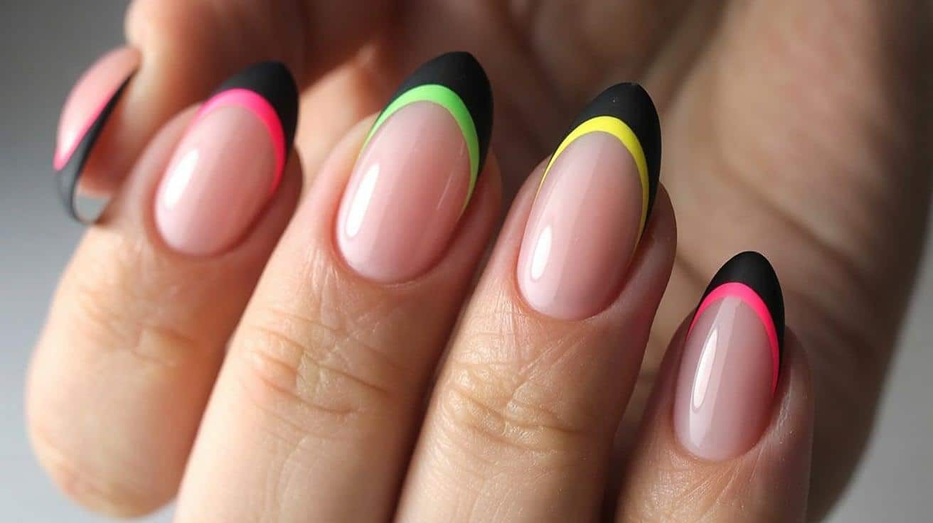 Matte Black Tips with Neon Edge Lining