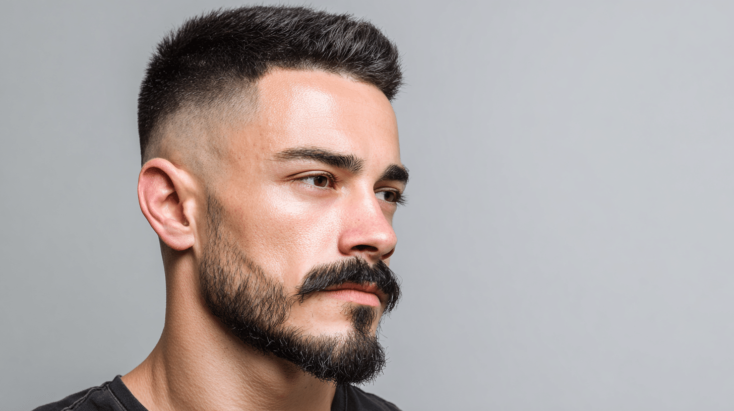 Mid-Taper Fade with Fade Into Mustache