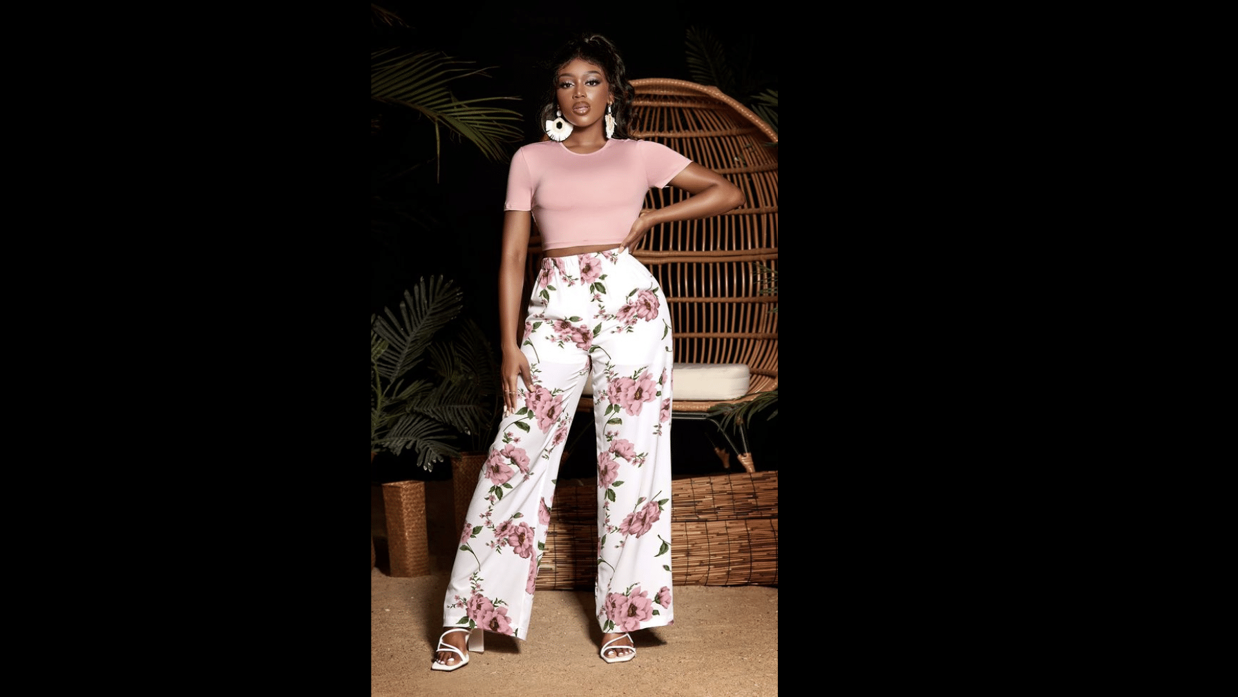 Patterned Palazzo Pants with Solid Tee