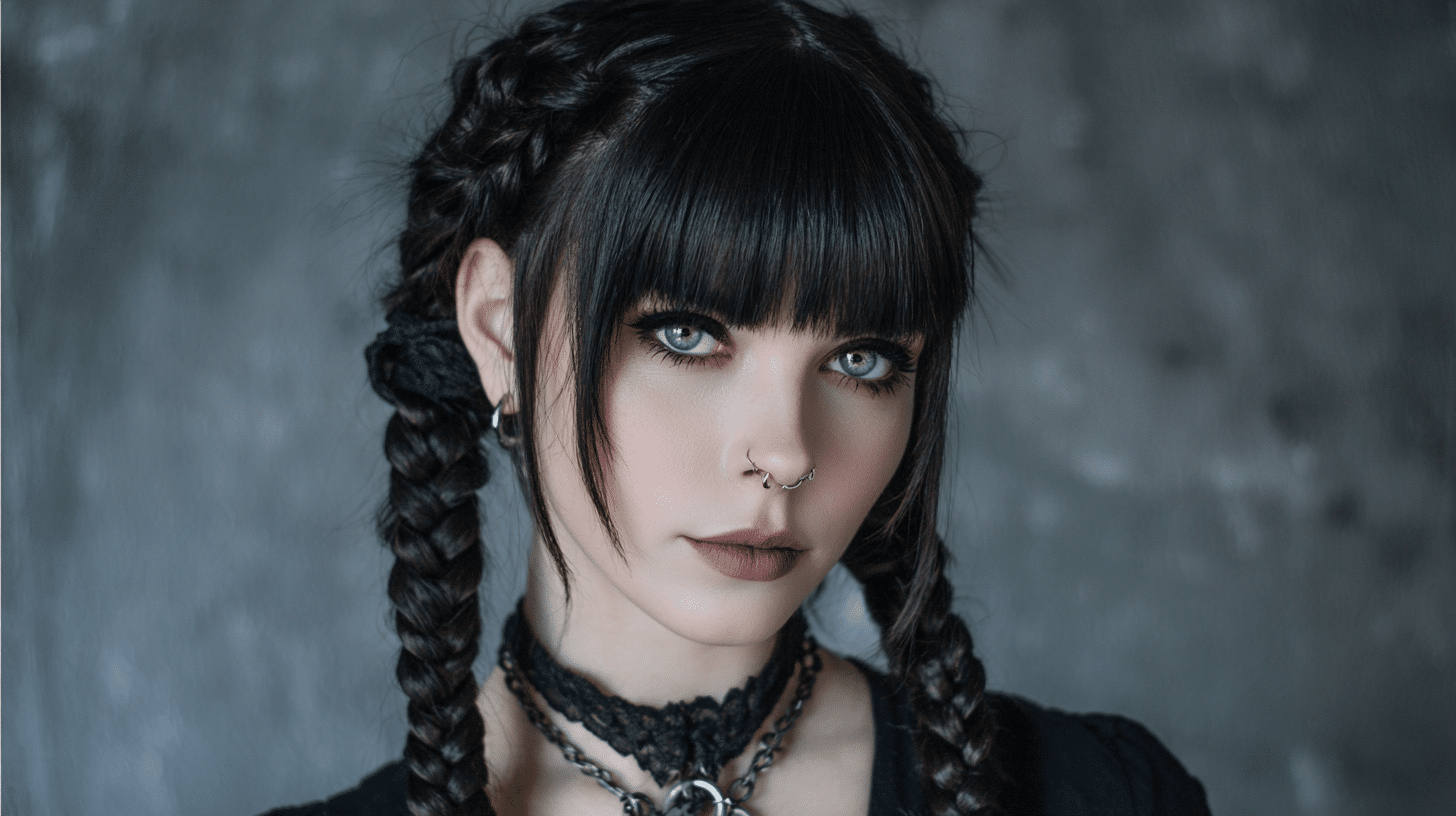 Spindly Braids and Bangs Goth-1
