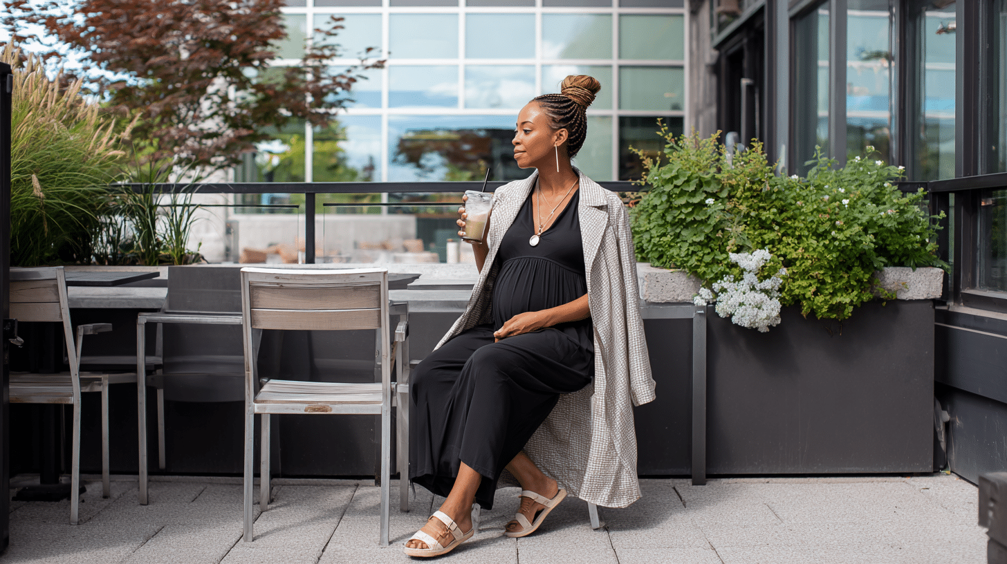 Stretch Jumpsuit with a Lightweight Duster for a Chic One-Piece Option