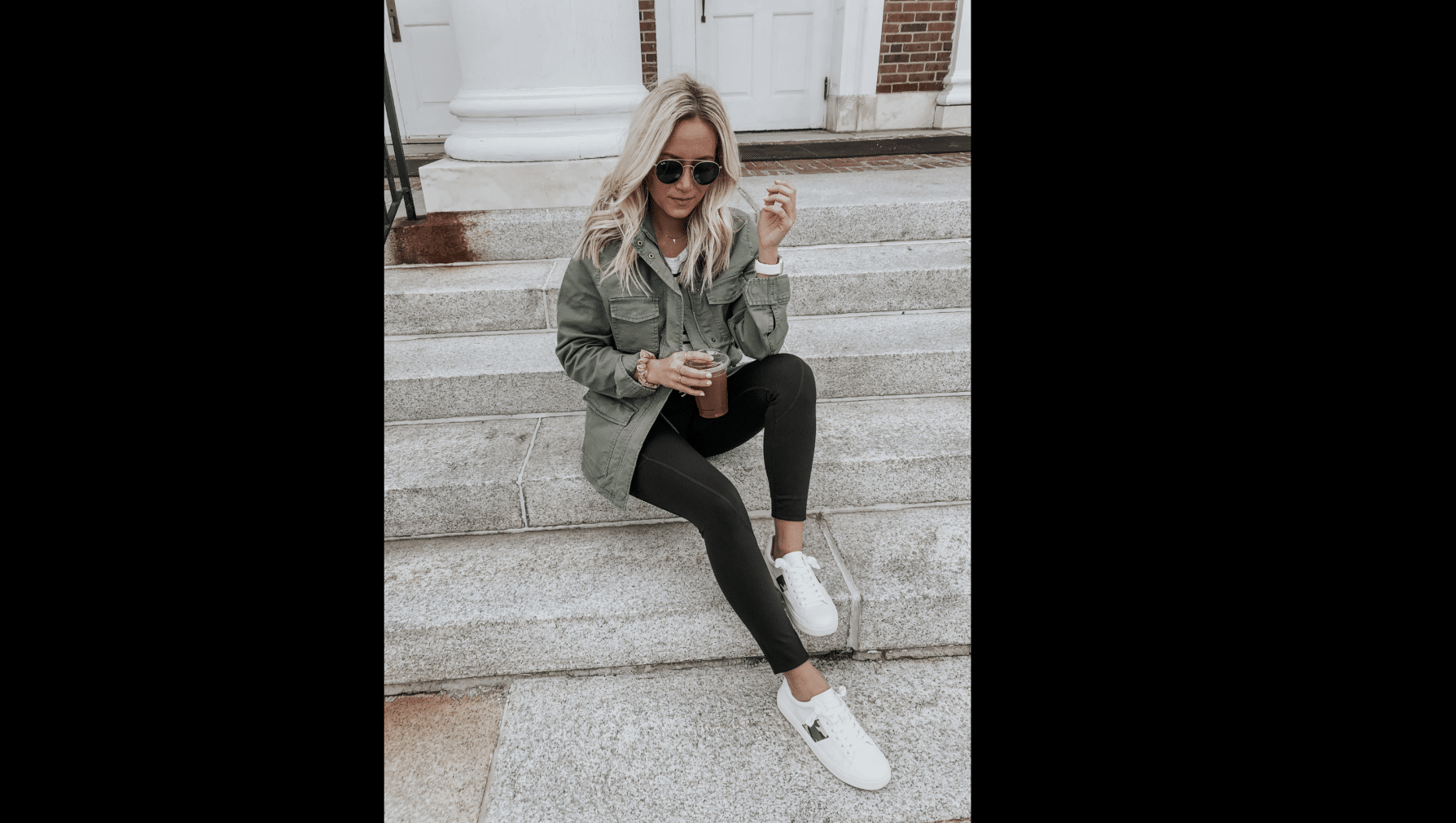 Utility Jacket with White Sneakers