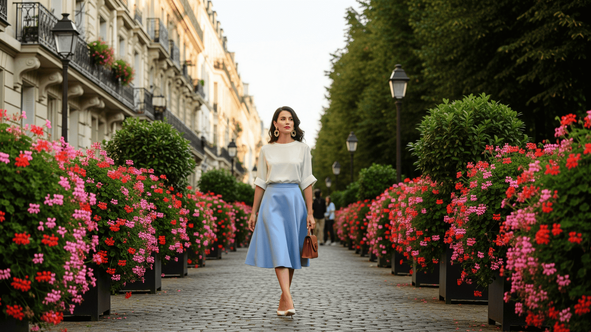 White Blouse with A-Line Skirt