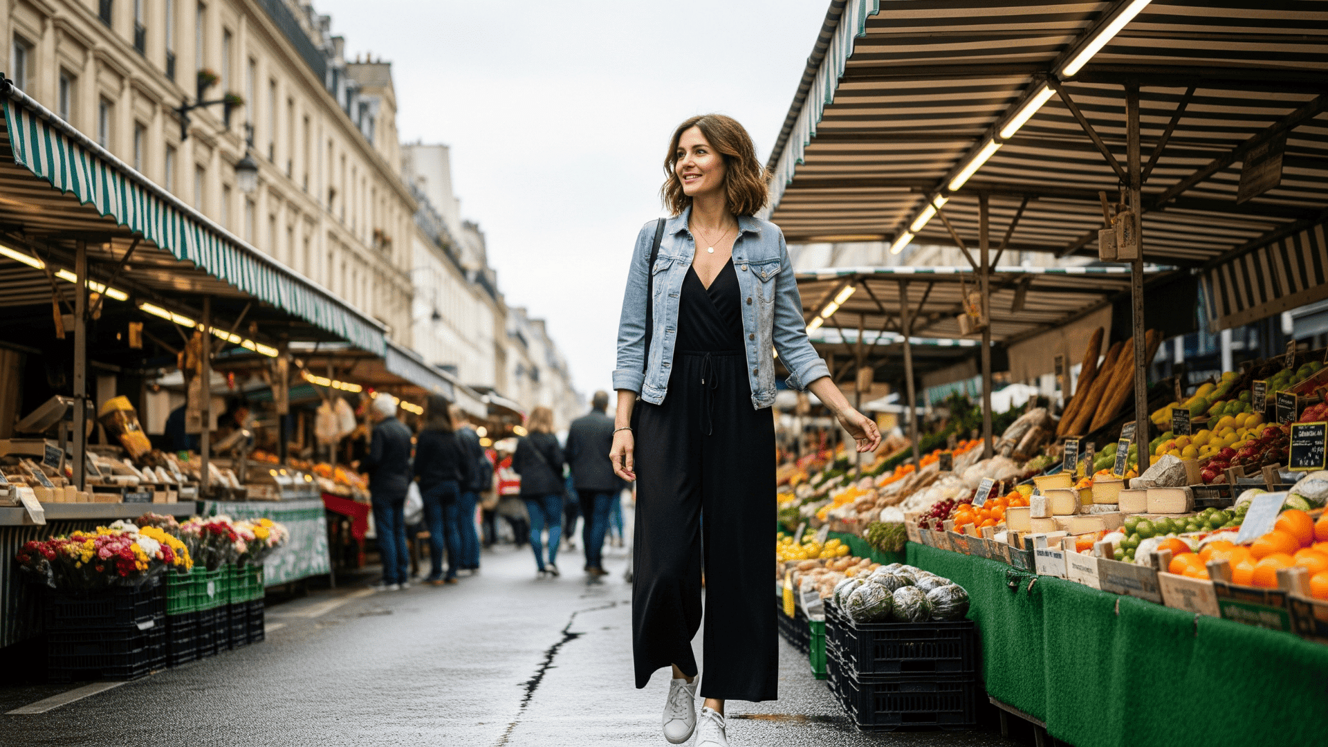 Wide-Leg Jumpsuit with Denim Jacket