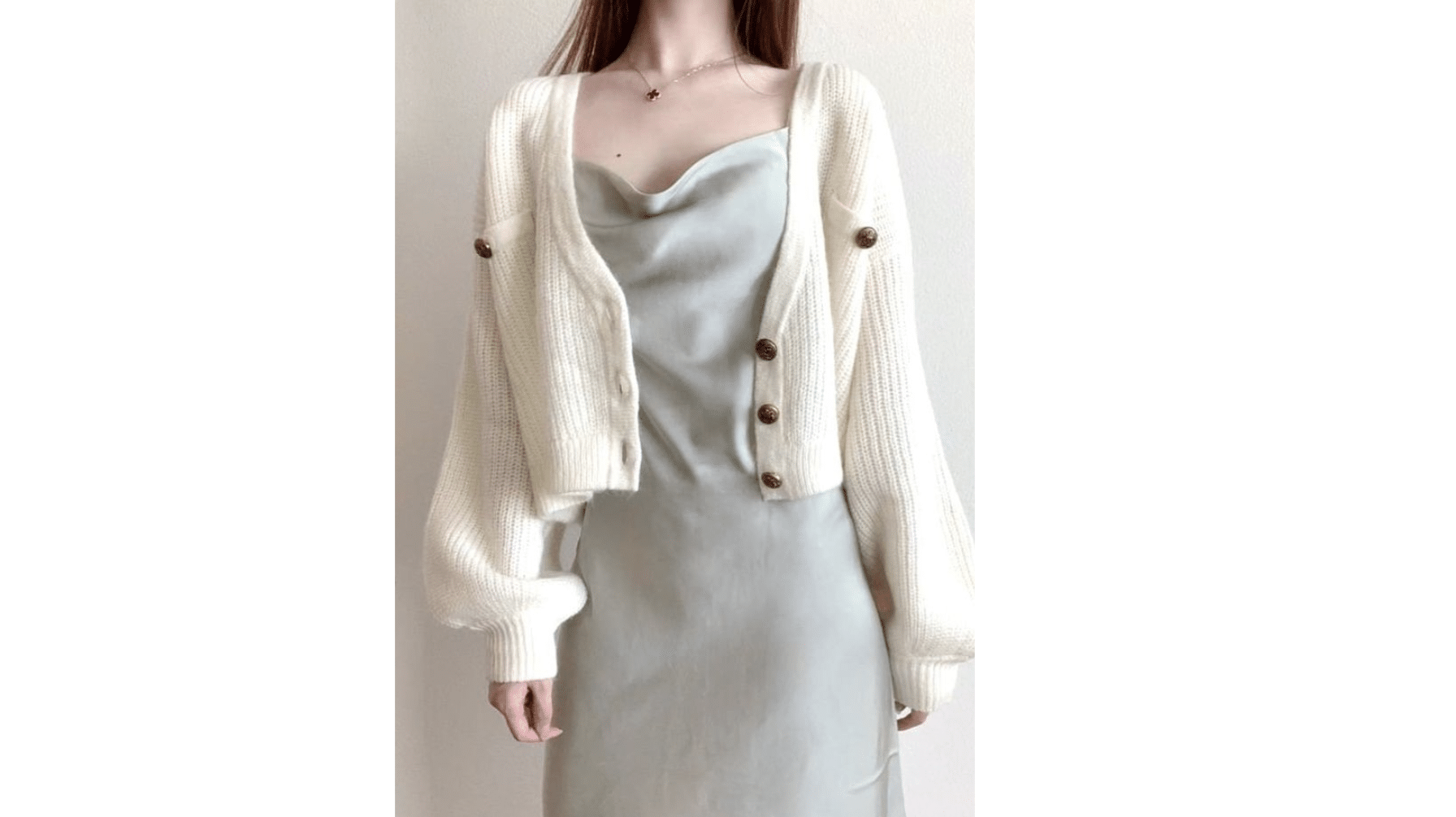 coquette outfit Pastel Cardigan Over Slip Dress